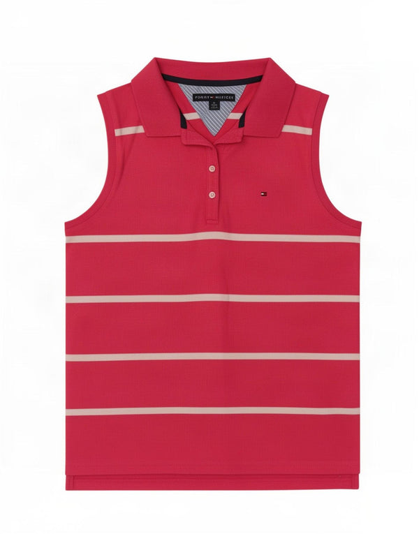 Polo senza maniche da donna Tommy Hilfiger UK 18 XL a righe rosa