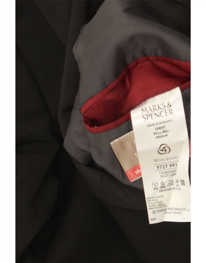 Giacca blazer a 2 bottoni da uomo Marks & Spencer UK 36 piccola poliestere nero
