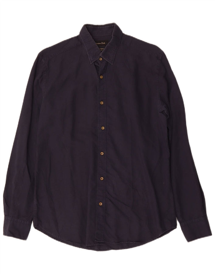 Camicia da uomo Massimo Dutti in cotone blu navy medio