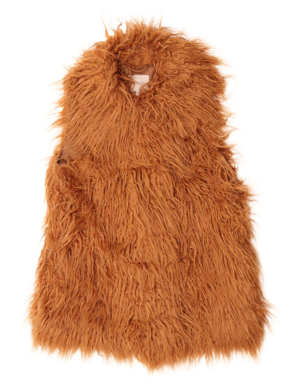 Guess Gilet da donna in pelliccia sintetica UK 6 XS Beige acrilico