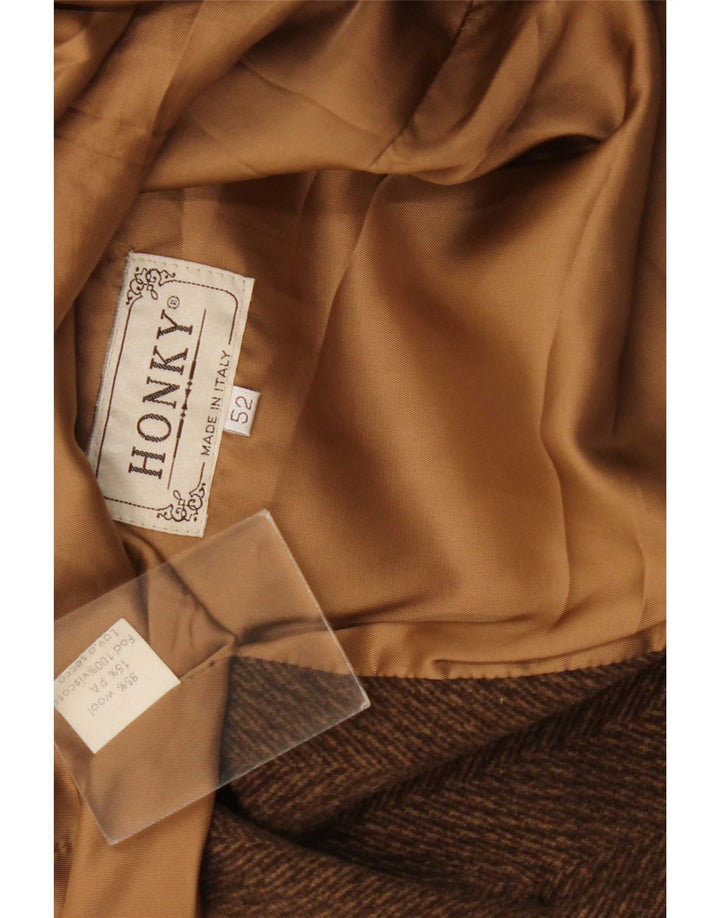 Giacca blazer vintage da uomo a 2 bottoni IT 52 XL lana a spina di pesce marrone