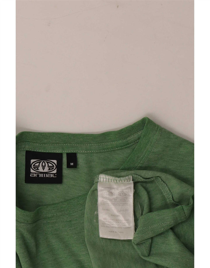 T-shirt grafica da uomo con animali in cotone verde medio