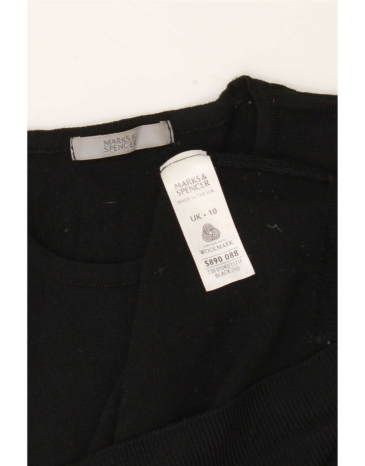 Maglione maglione girocollo da donna Marks & Spencer UK 10 piccolo lana nera