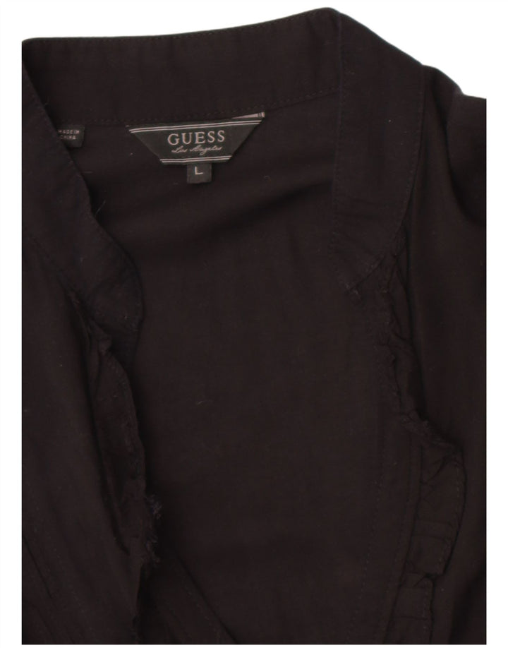 Guess Camicia Camicetta da Donna UK 14 Grande Nera