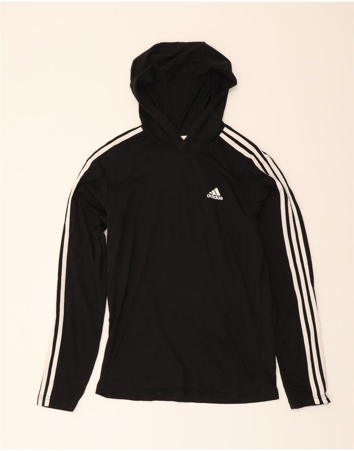 ADIDAS Mens Aeroready Hooded Top Long Sleeve Small Black Polyester Vintage Adidas and Second-Hand Adidas from Messina Hembry 