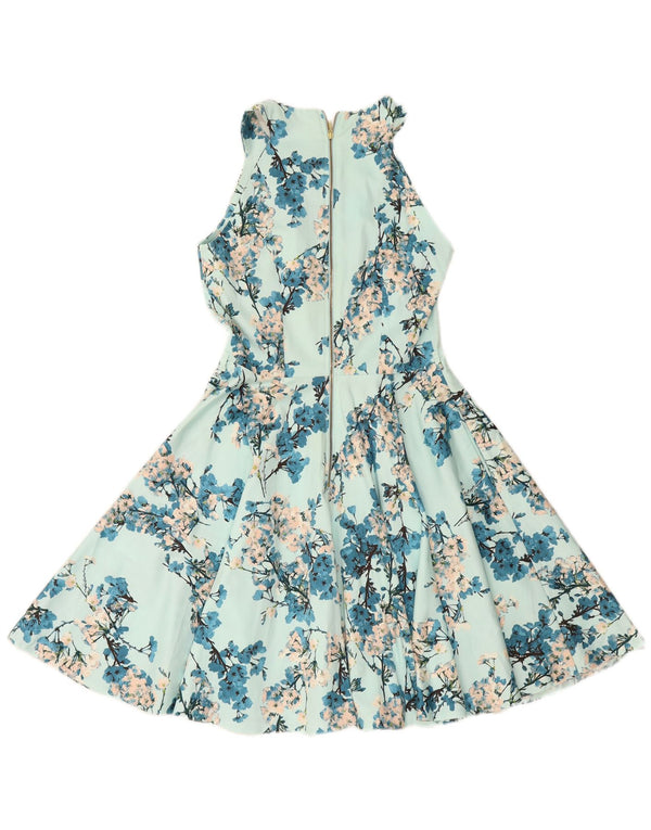 CLOSET Abito da donna senza maniche con scollo all'americana UK 10 Piccolo cotone floreale blu