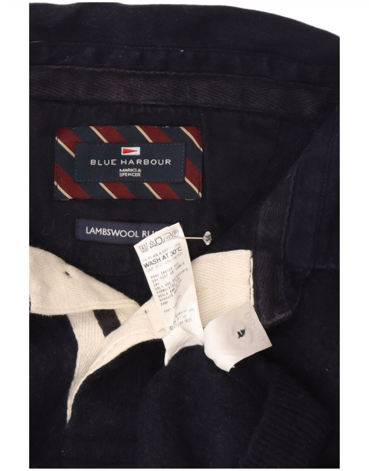 Marks & Spencer maglione da uomo con collo a polo blu Harbour grande blu scuro