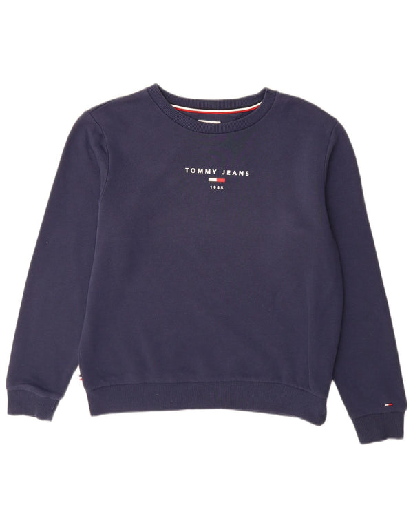 Felpa grafica da donna Tommy Hilfiger Maglione UK 16 Large Blu Navy