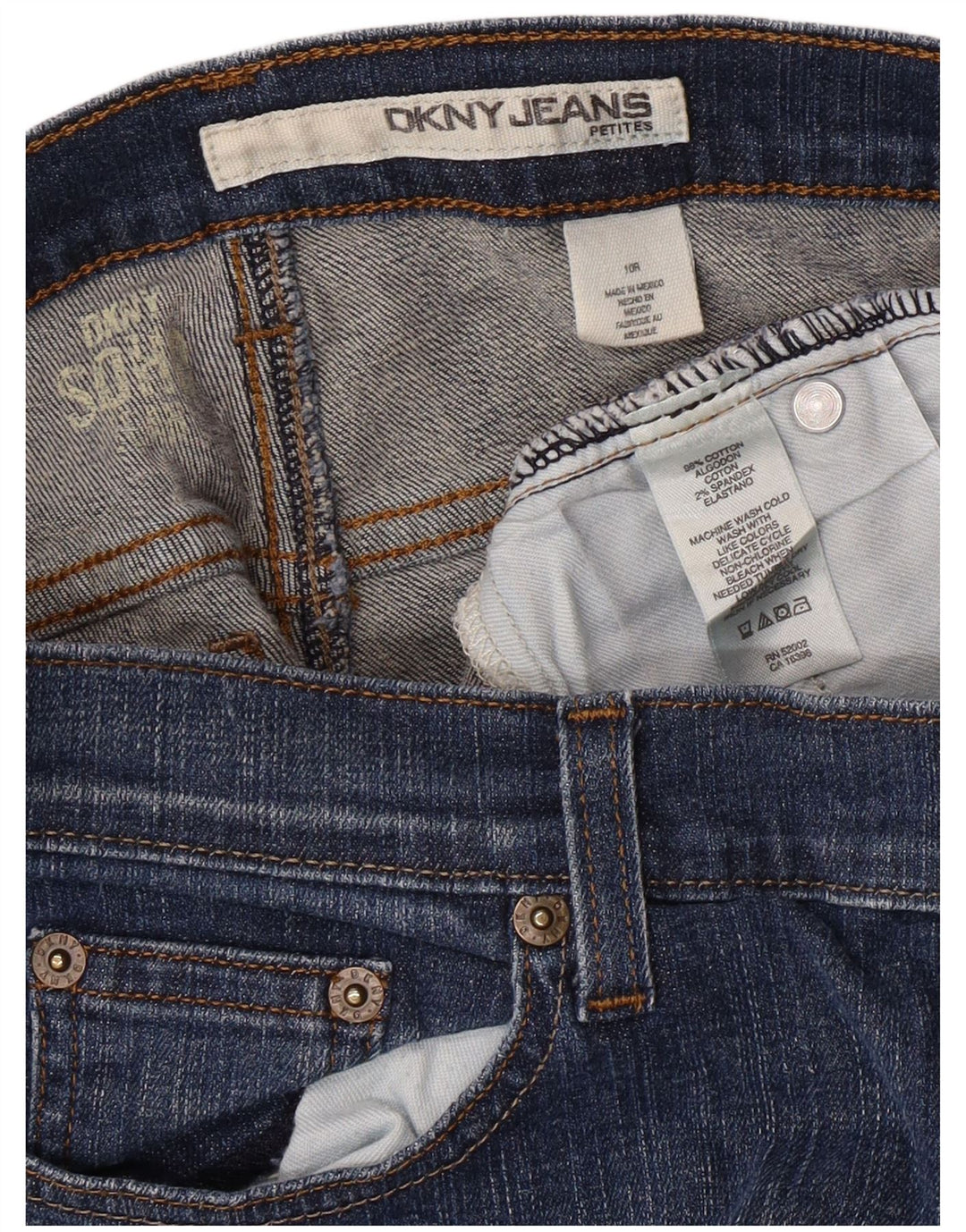 Jeans DKNY Petites Bootcut da donna US 10 Large W30 L26 Cotone blu