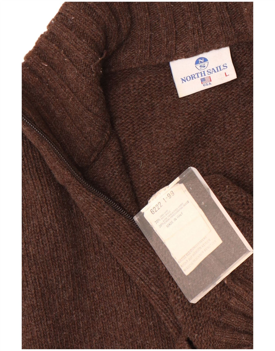 Maglione da uomo North Sails con zip e collo grande in lana marrone