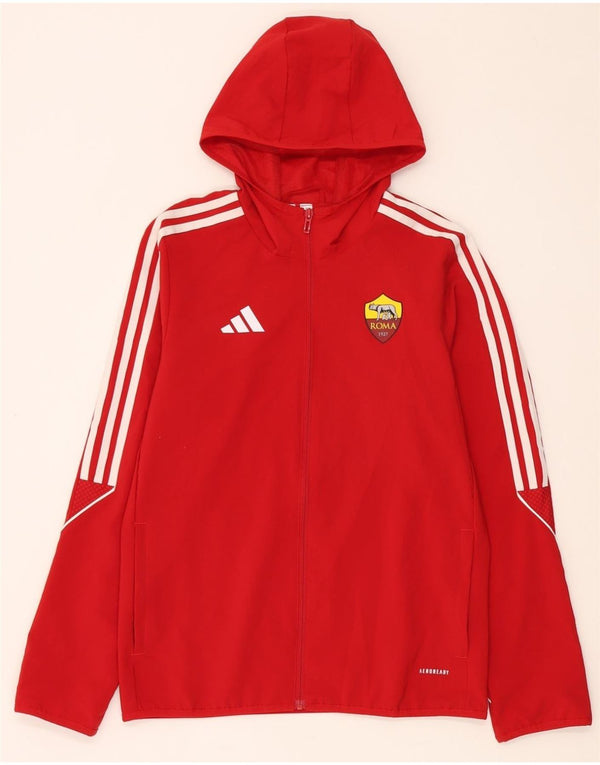 Adidas Boys Roma Hooded Tracksuit Top Jacket 13-14 Years Red Polyester