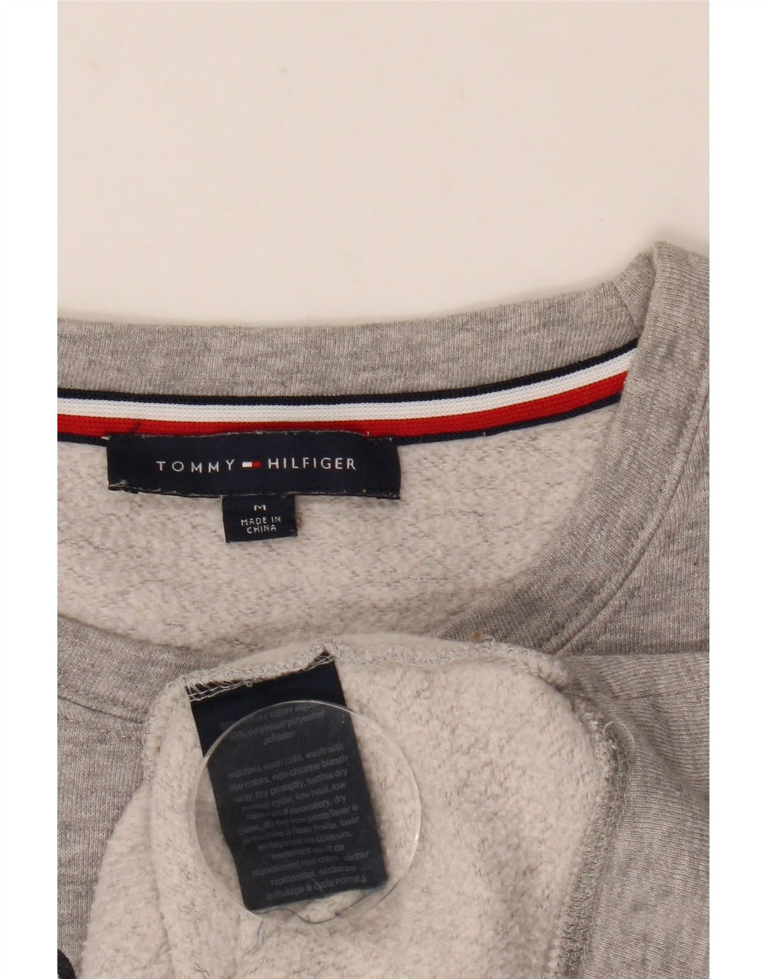 Felpa grafica da donna Tommy Hilfiger Maglione UK 14 Grigio medio chiazzato