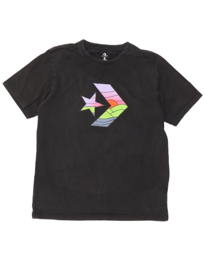T-shirt grafica da uomo Converse Top grande in cotone nero