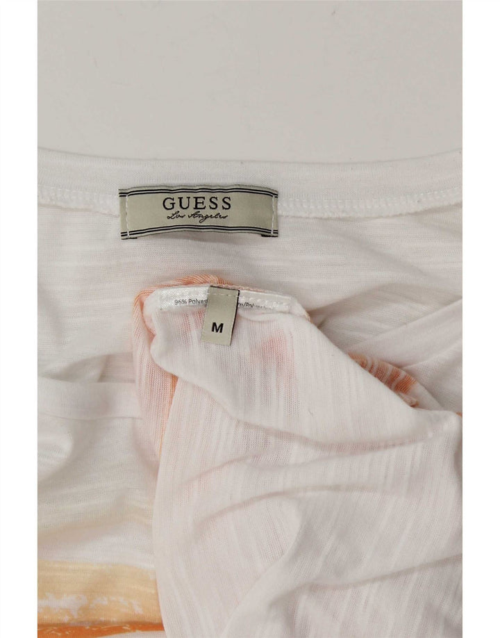 T-shirt da donna Guess Top UK 14 a righe bianche medie
