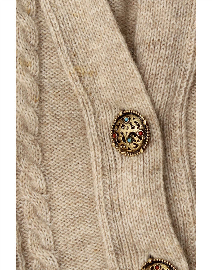 Maglione cardigan oversize da donna vintage UK 14 Lana beige medio