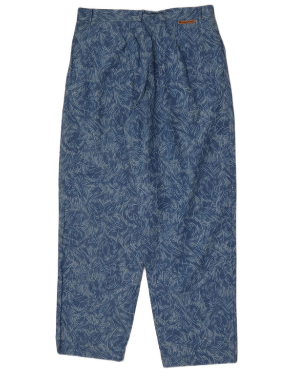 Vintage Girls Pegged Casual Trousers 15-16 Years W28 L28 Blue Geometric