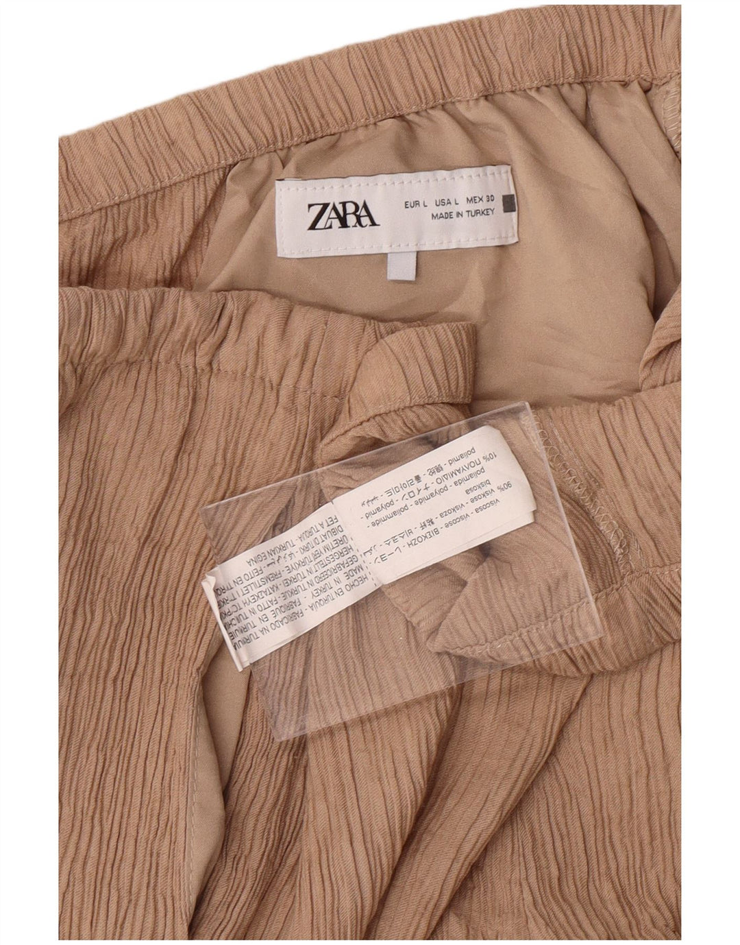 Pantaloni da tuta da donna ZARA UK 16 Large Beige Viscosa