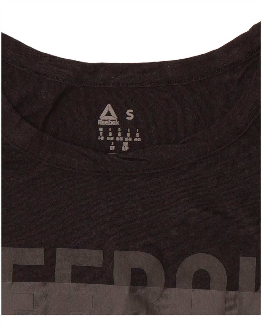 Canottiera grafica Reebok da donna UK 8/10 Small Nera