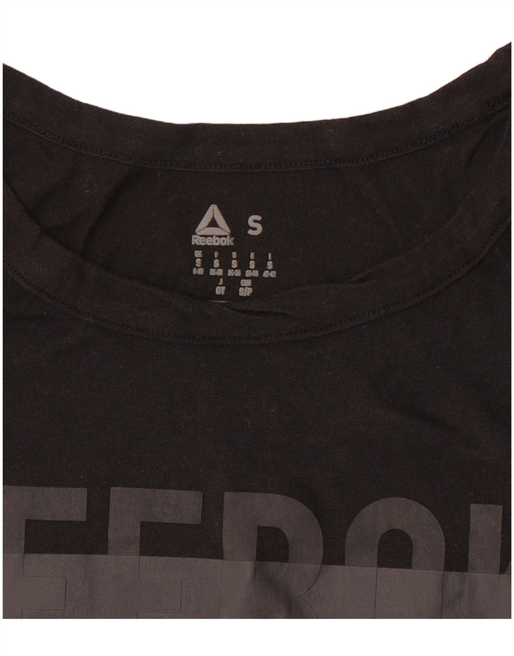 Canottiera grafica Reebok da donna UK 8/10 Small Nera