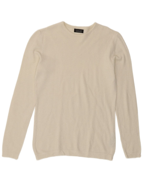 Maglione girocollo da uomo Zara in acrilico bianco medio