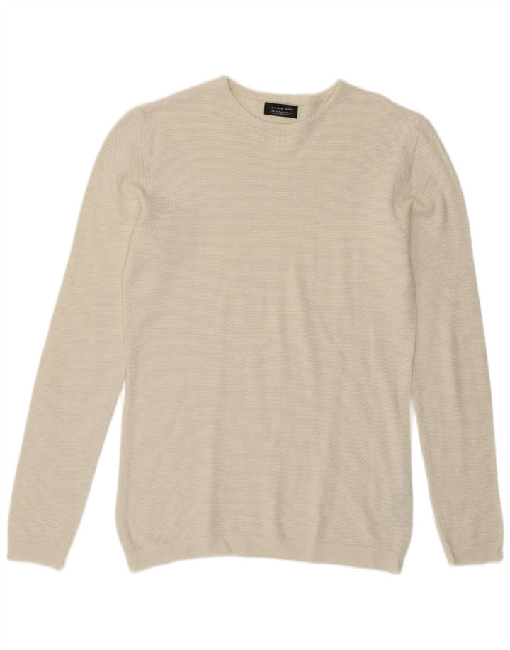 Maglione girocollo da uomo Zara in acrilico bianco medio