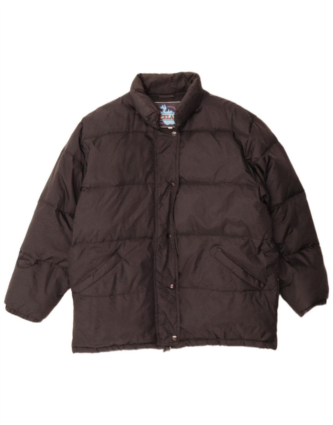 Giacca imbottita oversize da donna islandese UK 16 grande nylon nero