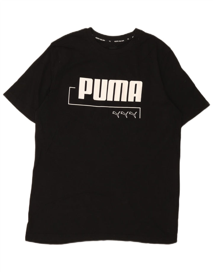 T-shirt grafica da uomo Puma Top in cotone nero medio