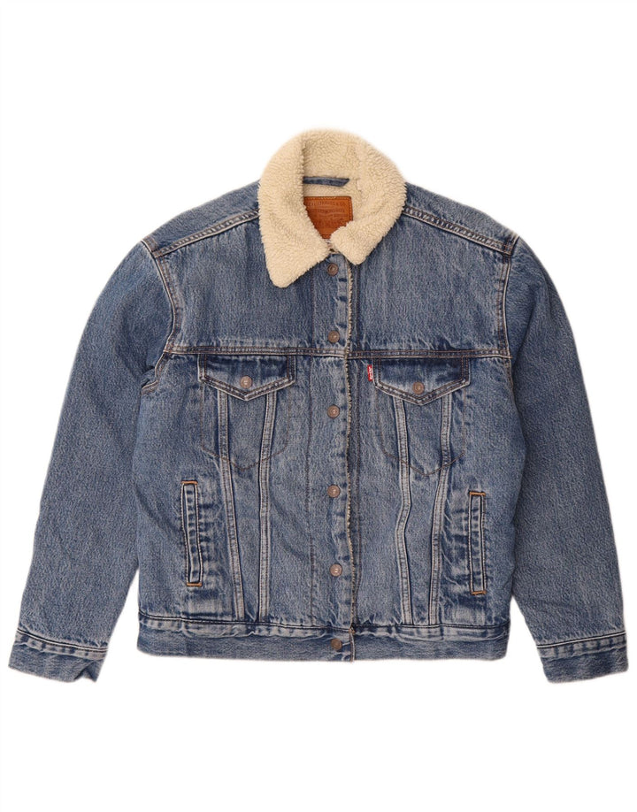 Levi's Giacca Sherpa in denim oversize da donna UK 10 Small Cotone blu