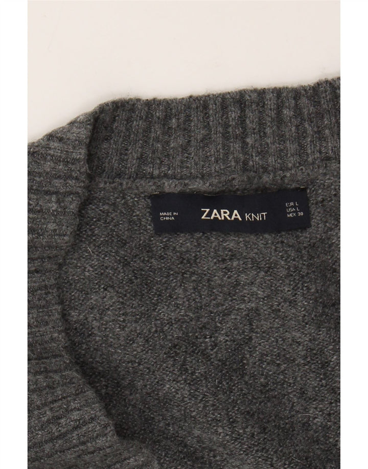 Maglione cardigan oversize da donna Zara UK 16 grande grigio