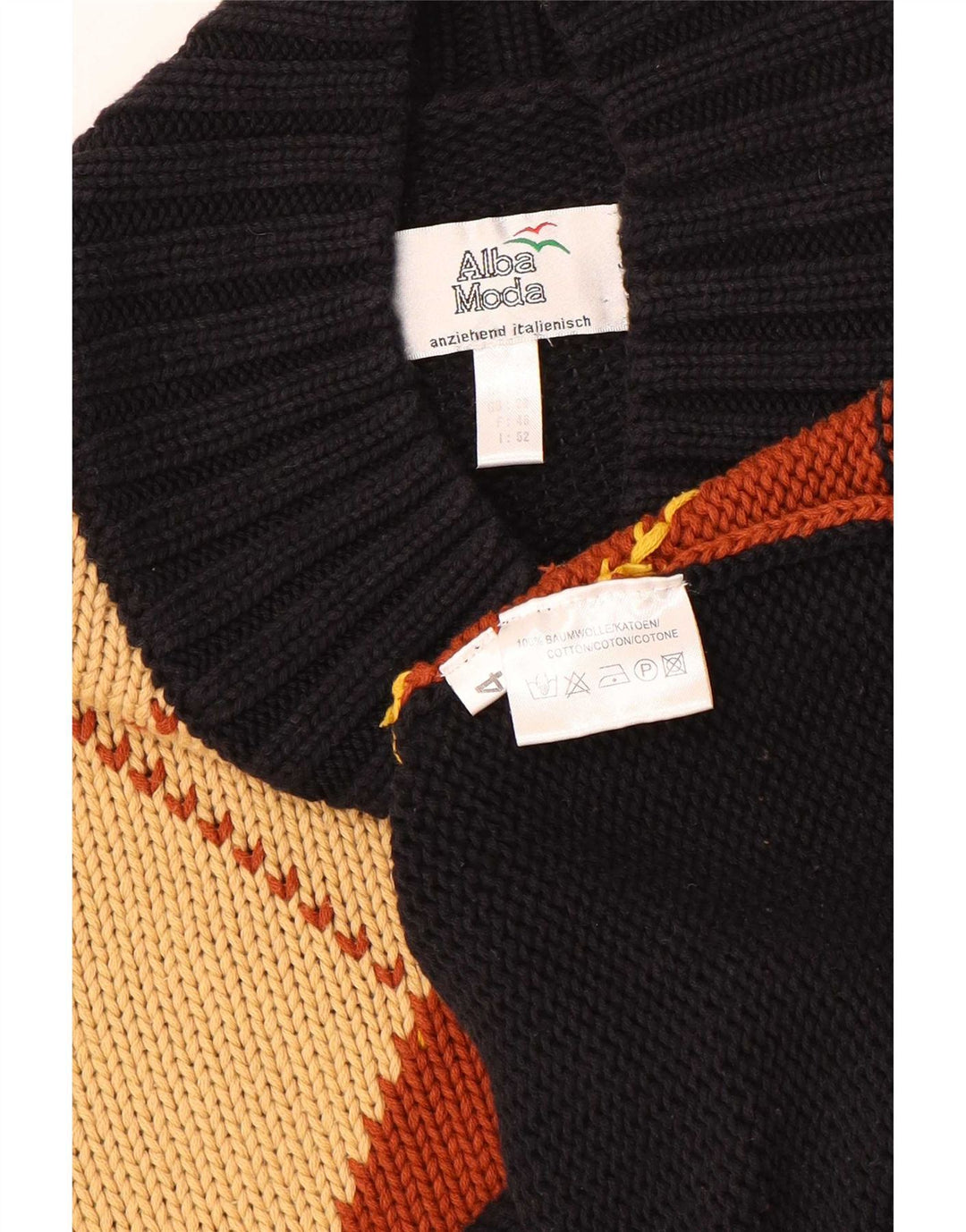 Maglione maglione a collo alto da donna Alba Moda UK 20 2XL Nero Argyle/Diamante