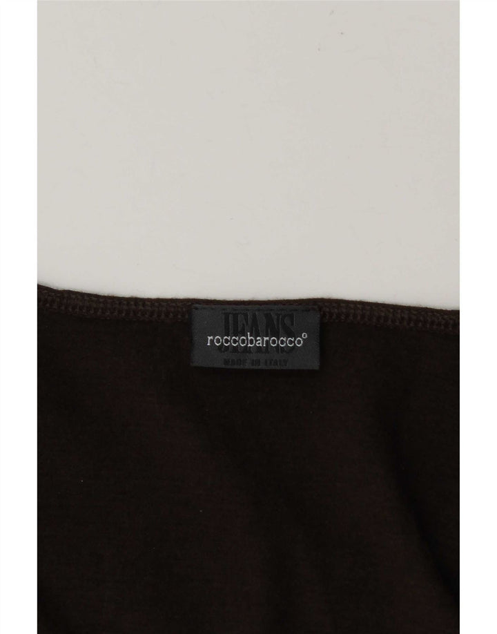 Roccobarocco Top grafico da donna manica lunga UK 12 Marrone medio