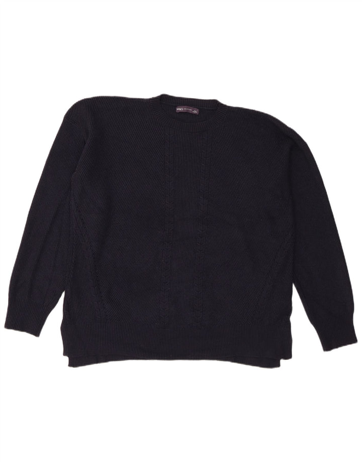 Maglione maglione girocollo da uomo Marks & Spencer grande in viscosa blu navy