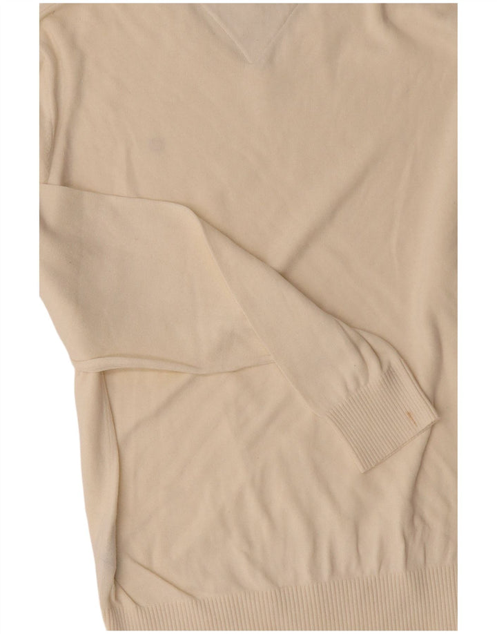 TOMMY HILFIGER Maglione da uomo con scollo a V in cotone bianco sporco medio