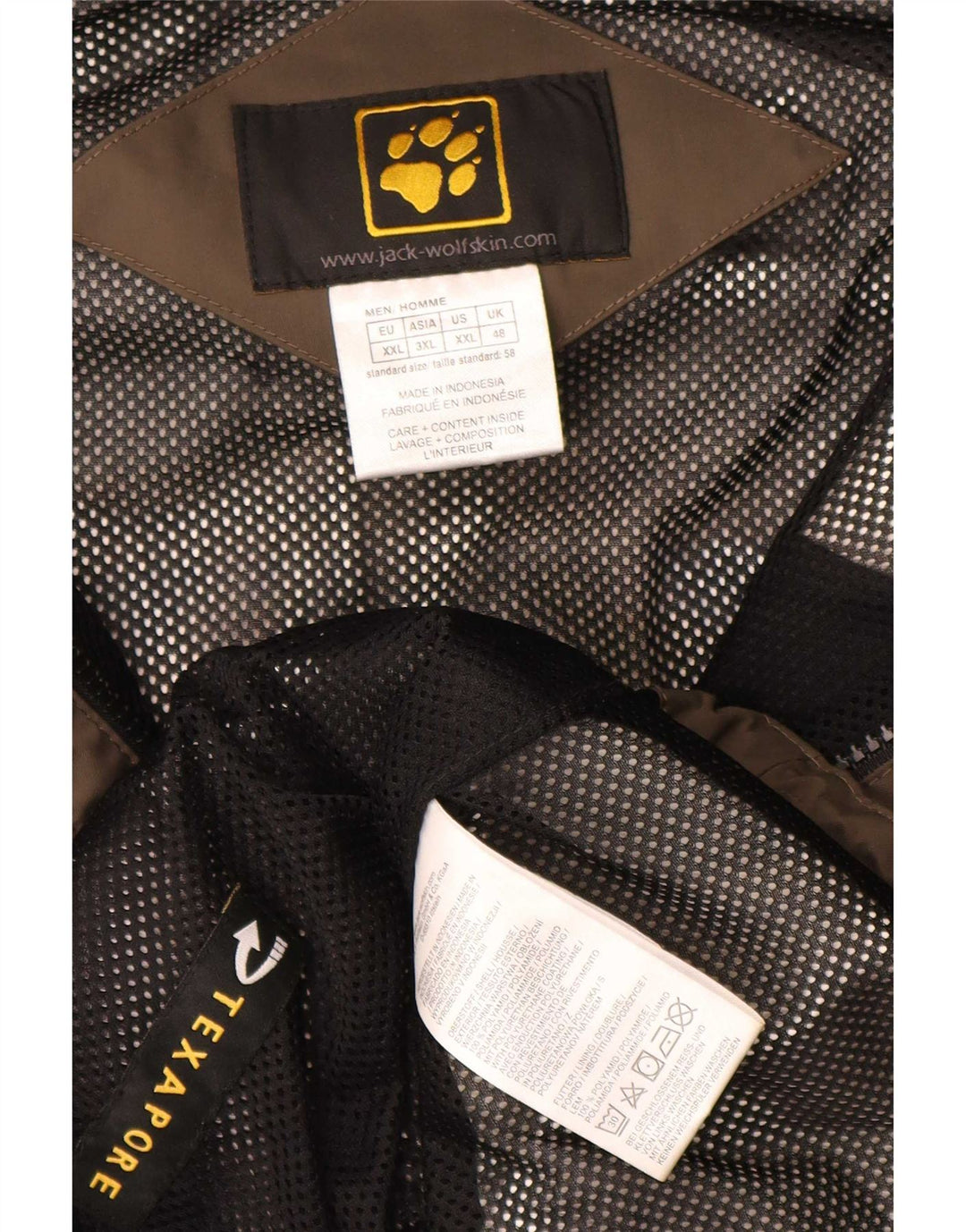 Giacca antipioggia con cappuccio da uomo Jack Wolfskin UK 48 2XL Poliammide color block marrone