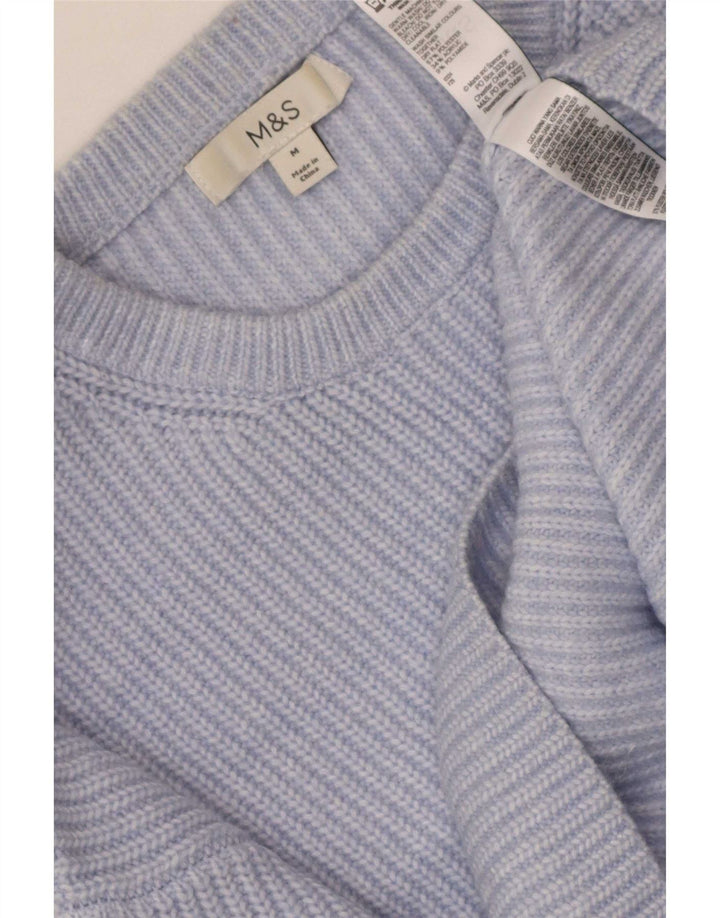 Maglione maglione girocollo da donna Marks & Spencer UK 14 Poliestere blu medio