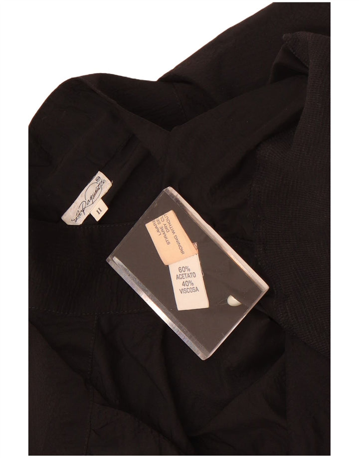 Camicetta camicia vintage da donna UK 18 XL acetato nero