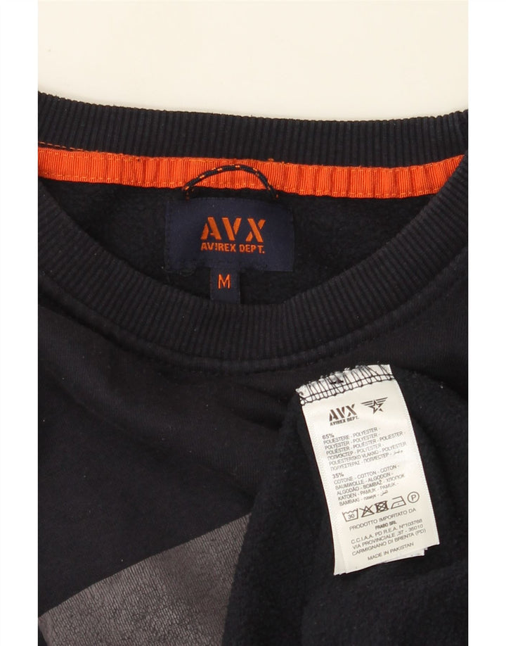 Felpa grafica da uomo Avirex, maglione medio, cotone blu navy