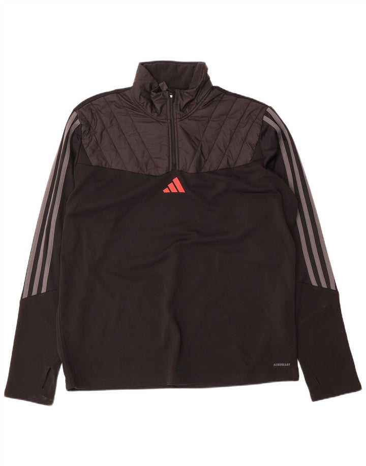 Adidas Uomo Aeroready Zip Collo Pullover Tuta Top XL Nero Colourblock