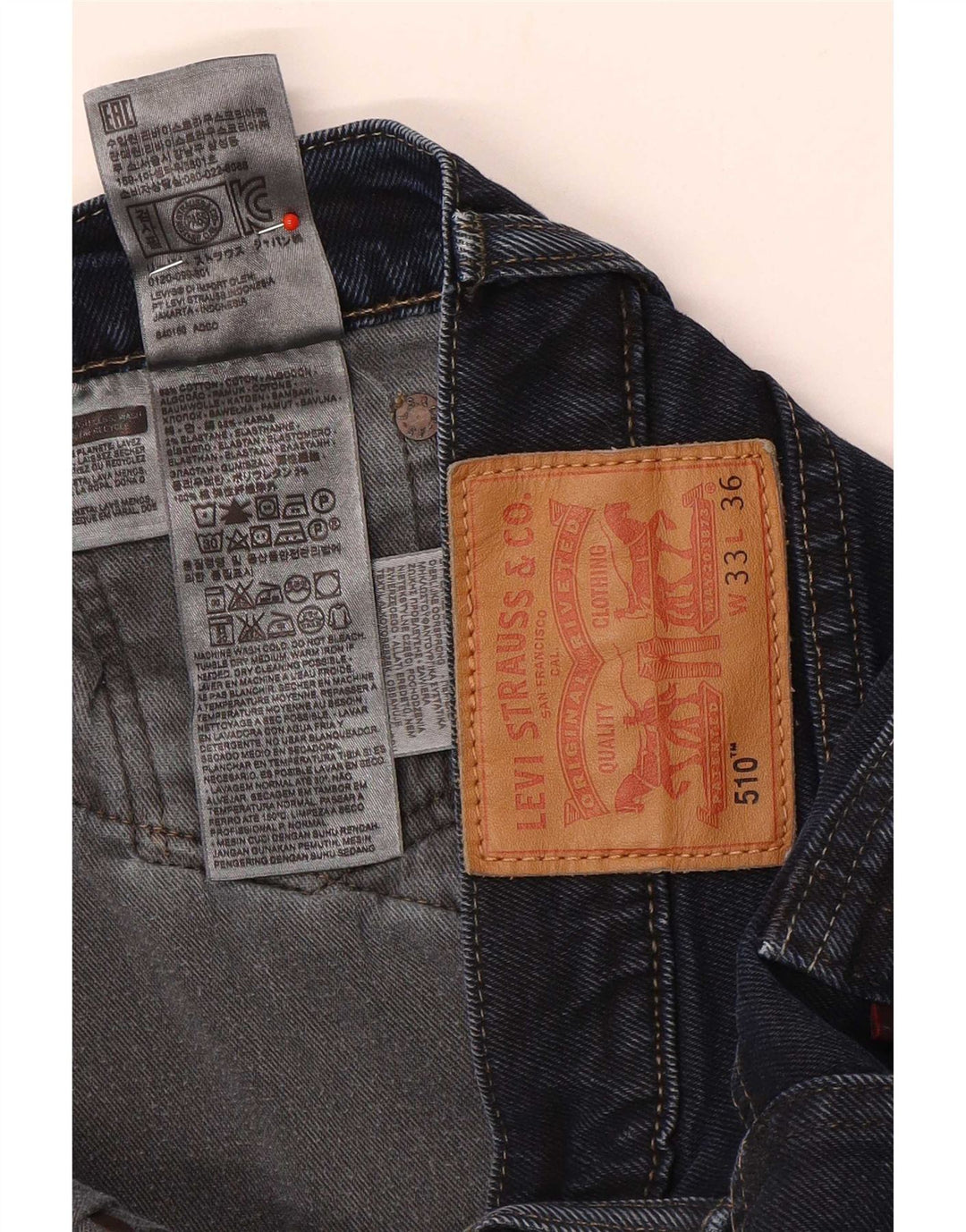 Pantaloncini di jeans Levi's 510 da uomo W33 cotone blu navy medio