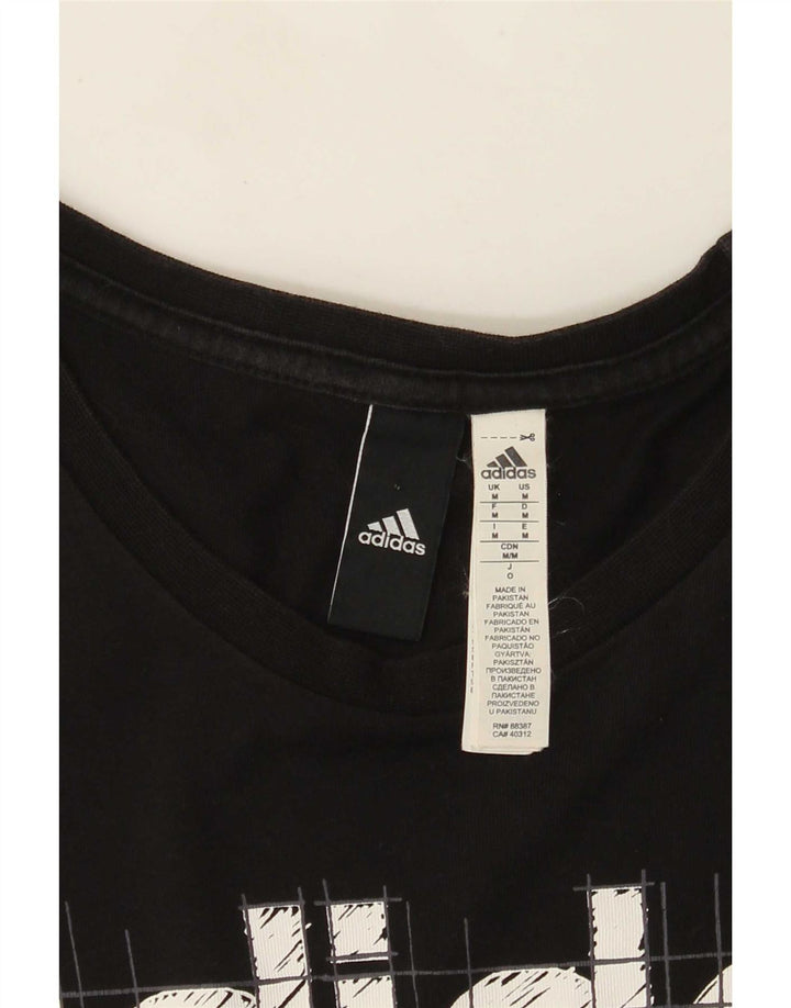 T-shirt grafica da uomo Adidas Top in cotone nero medio
