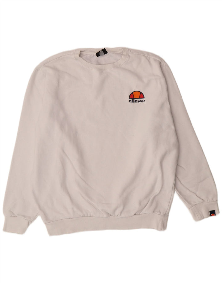 ELLESSE Felpa da Uomo Maglione Grande Cotone Bianco