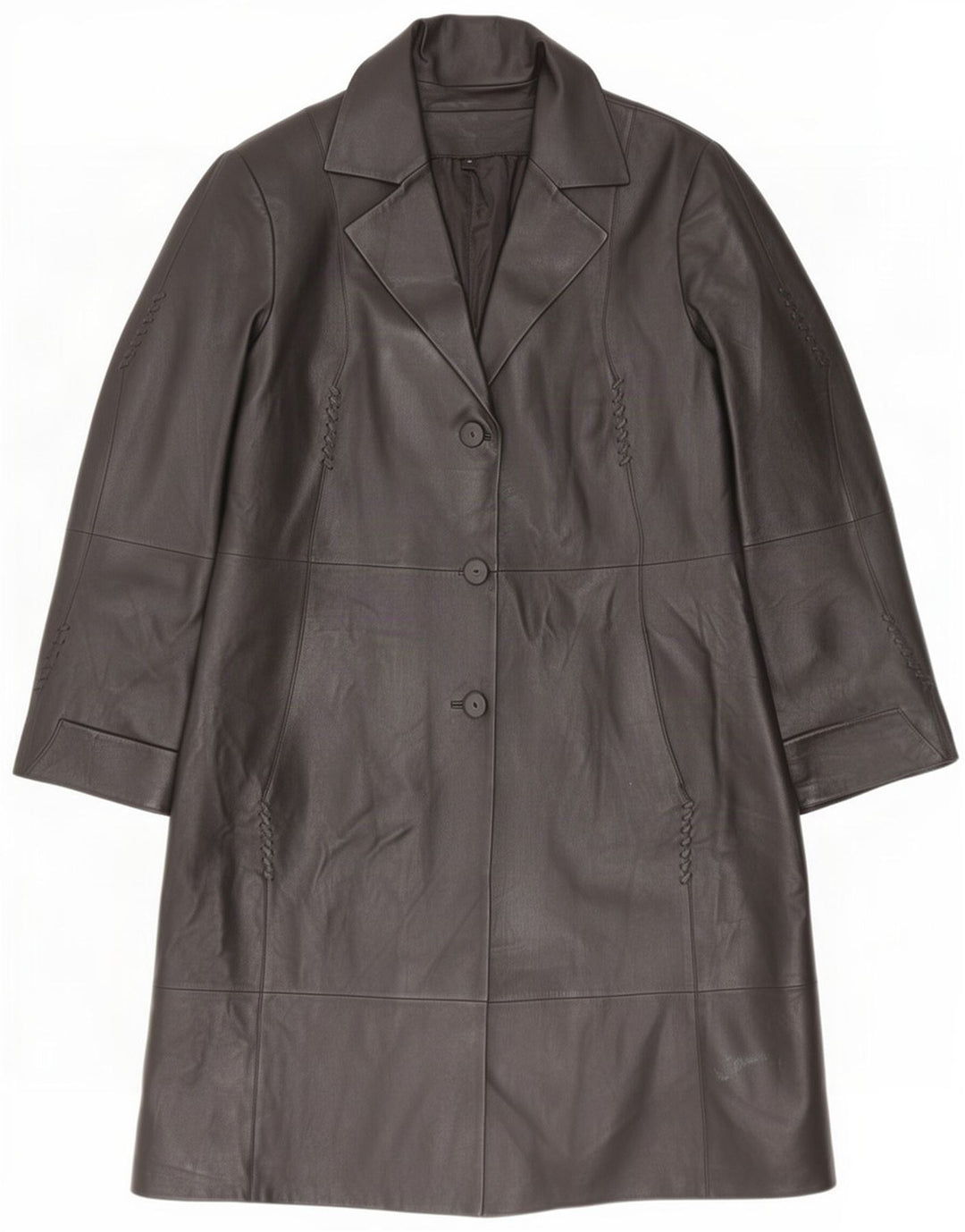 Cappotto in pelle vintage da donna IT 48 XL Nero