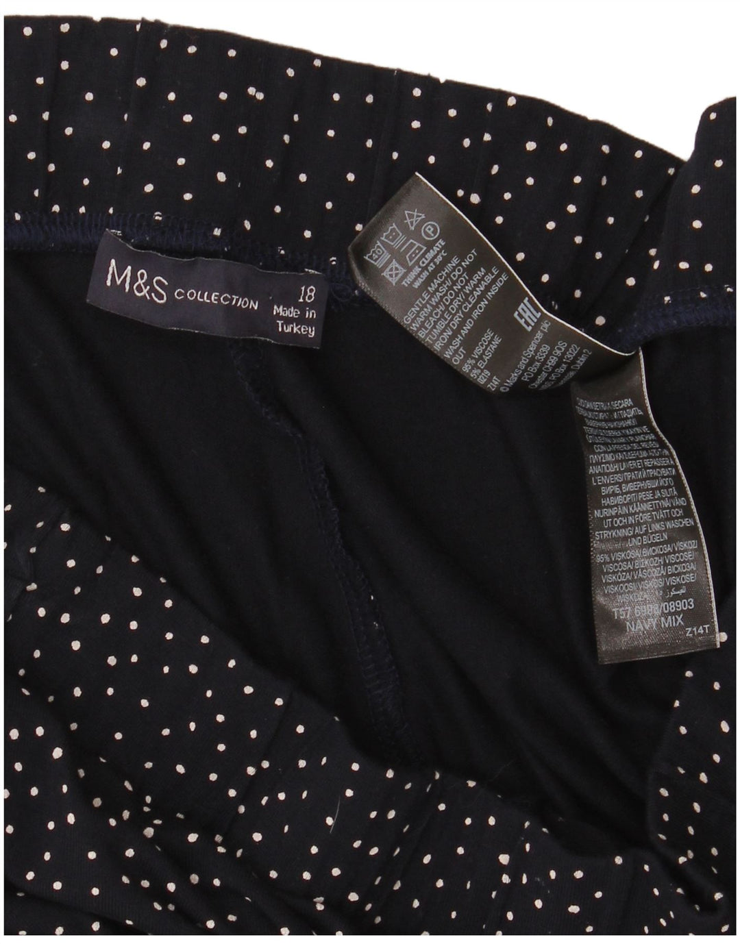 Leggings da donna Marks & Spencer UK 18 XL viscosa a pois blu navy