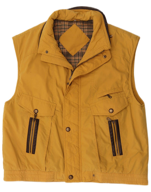 Gilet pratico da uomo vintage UK 42 XL poliestere giallo