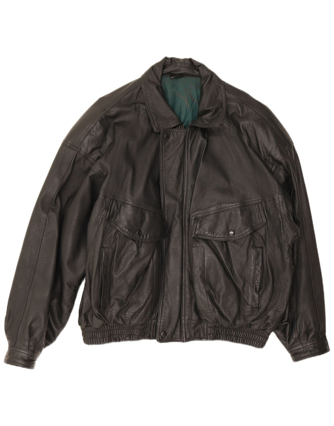 Giacca in pelle vintage da uomo UK 44 2XL Pelle nera