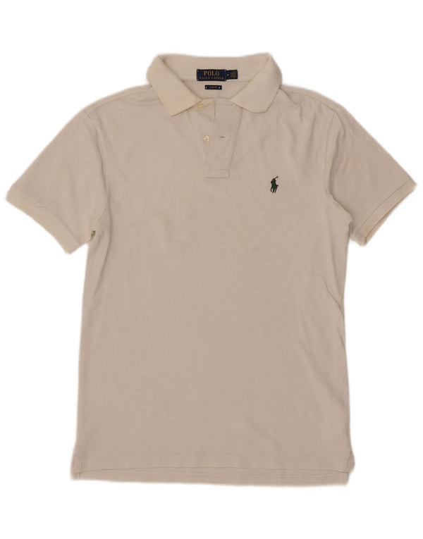 Polo Ralph Lauren da uomo slim fit in cotone bianco medio