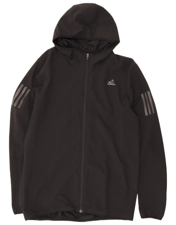 Giacca da ginnastica da uomo con cappuccio Adidas, media, nera, in poliestere