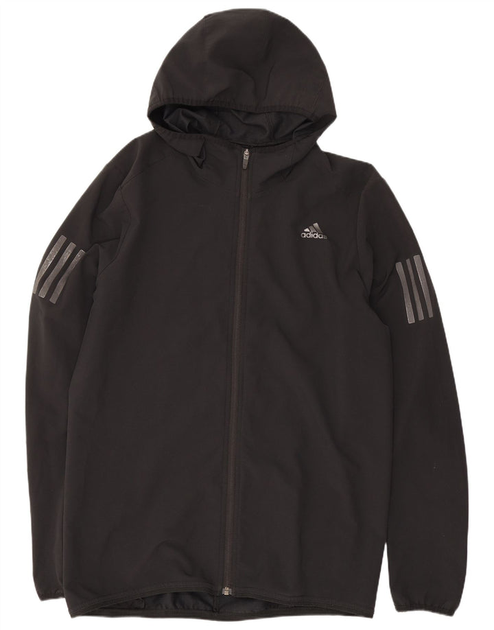 Giacca da ginnastica da uomo con cappuccio Adidas, media, nera, in poliestere
