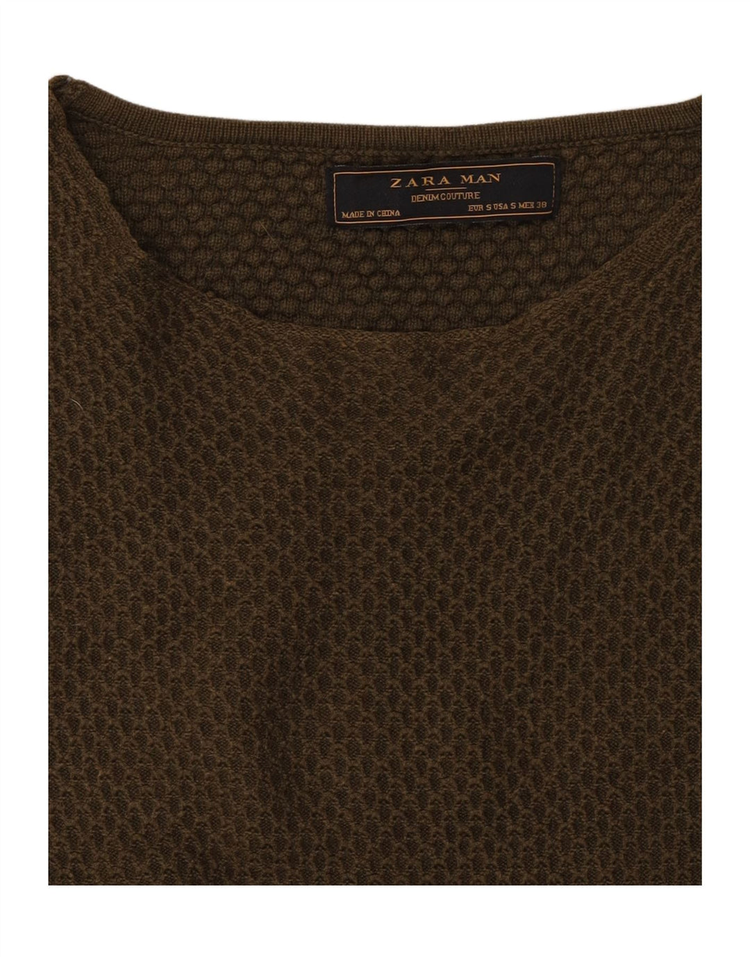 ZARA Mens Boat Neck Jumper Sweater Small Green Vintage Zara and Second-Hand Zara from Messina Hembry 