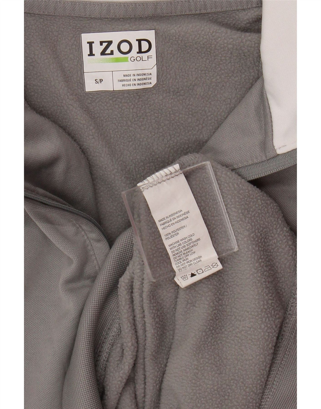 Felpa da uomo con collo con zip Izod, piccola, in poliestere grigio